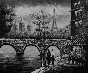 black and white eiffel tower black and white Oil Paintings